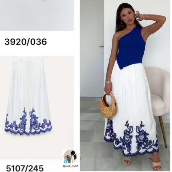 ZARA Skirt White and Blue Size XS and S - Picture 11 of 16